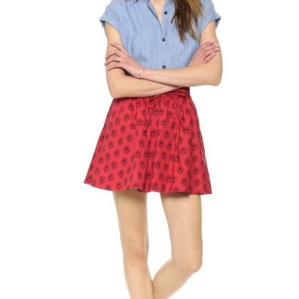 Madewell Floral Print Circle/Skater Pull On Skirt